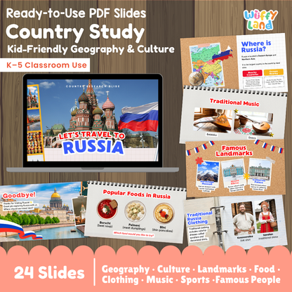 Rusia Country Study Kid Friendly Geography & Culture PDF Slides