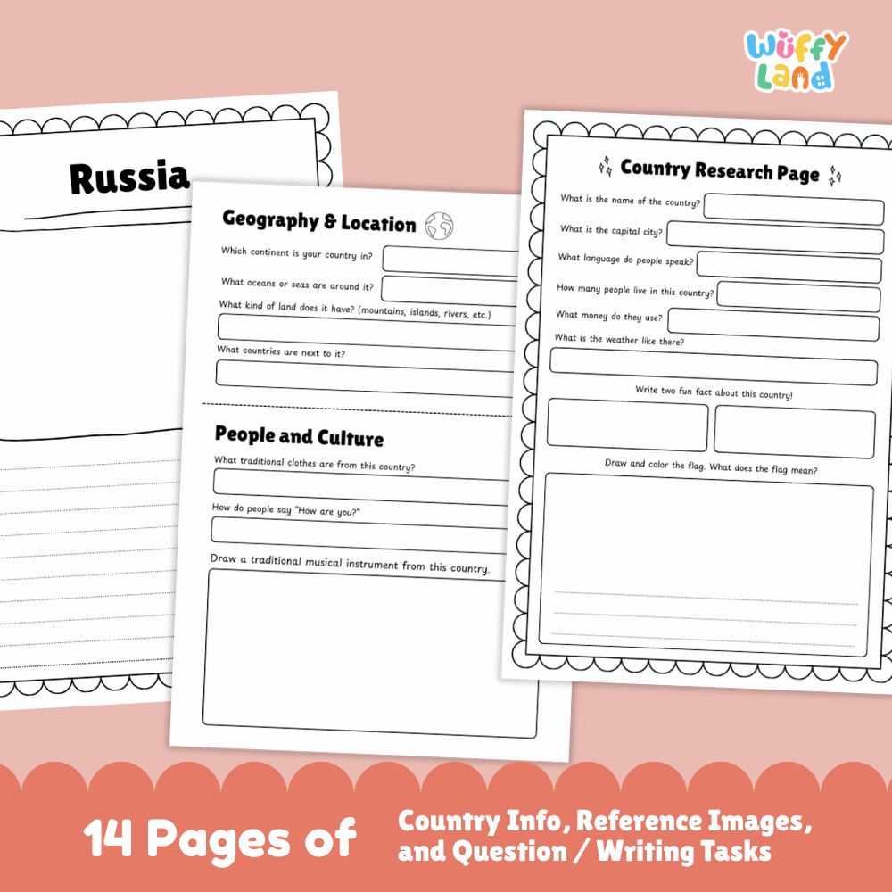 Russia Country Research Project | Geography Worksheets and Writing Tasks