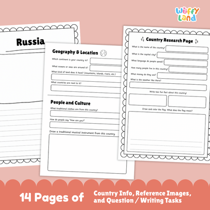Russia Country Research Project | Geography Worksheets and Writing Tasks
