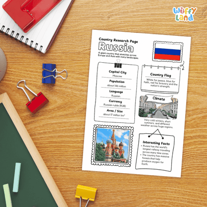 Russia Country Research Project | Geography Worksheets and Writing Tasks