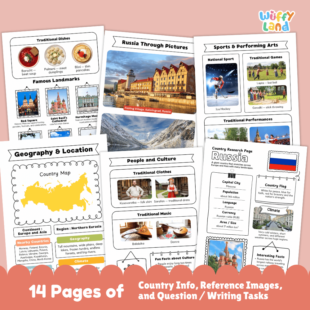 Russia Country Research Project | Geography Worksheets and Writing Tasks