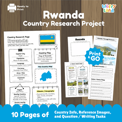 Rwanda Country Research Project Worksheets and Activity Pages