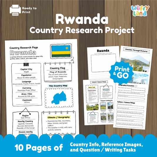 Rwanda Country Research Project Worksheets and Activity Pages