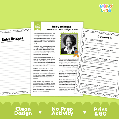 Ruby Bridges Biography and Writing Activity Worksheets