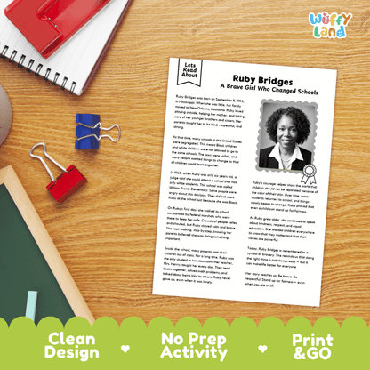 Ruby Bridges Biography and Writing Activity Worksheets
