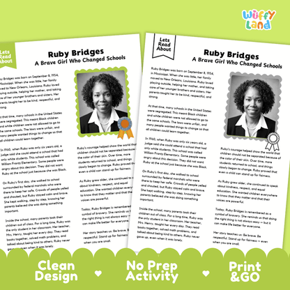 Ruby Bridges Biography and Writing Activity Worksheets