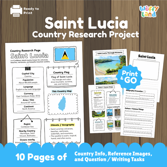Saint Lucia Country Research Project Worksheets and Activity Pages