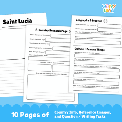 Saint Lucia Country Research Project Worksheets and Activity Pages