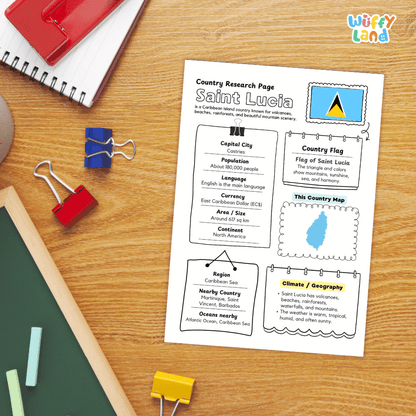 Saint Lucia Country Research Project Worksheets and Activity Pages