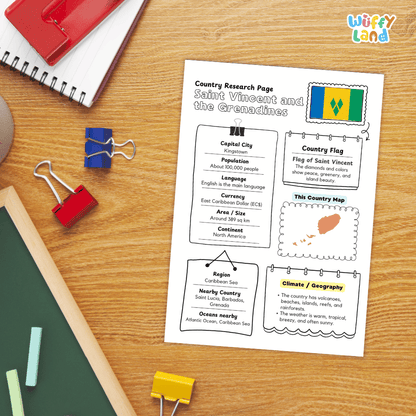 Saint Vincent and the Grenadines Country Research Project Worksheets and Activity Pages