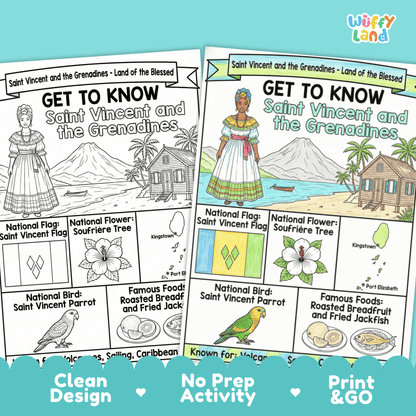 Saint Vincent and the Grenadines Country Study Geography Coloring Page Worksheet