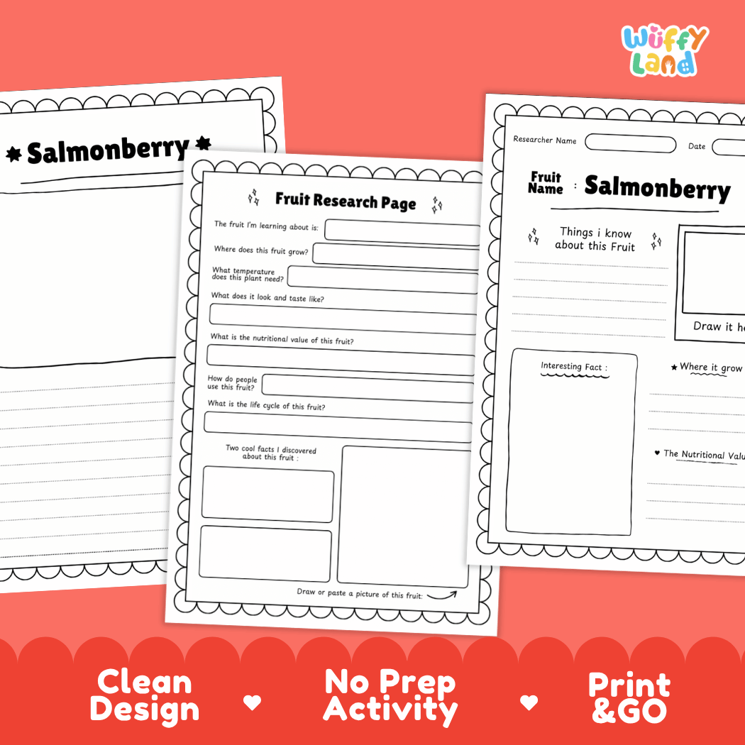 Salmonberry Fruit Research Page Worksheets and Fact Sheet