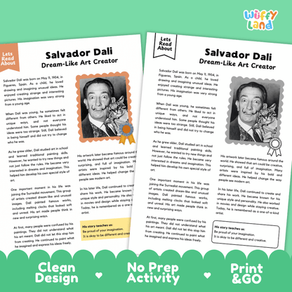 Salvador Dali Biography Reading Passage and Writing Activity Worksheets