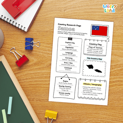 Samoa Country Research Project Worksheets and Activity Pages