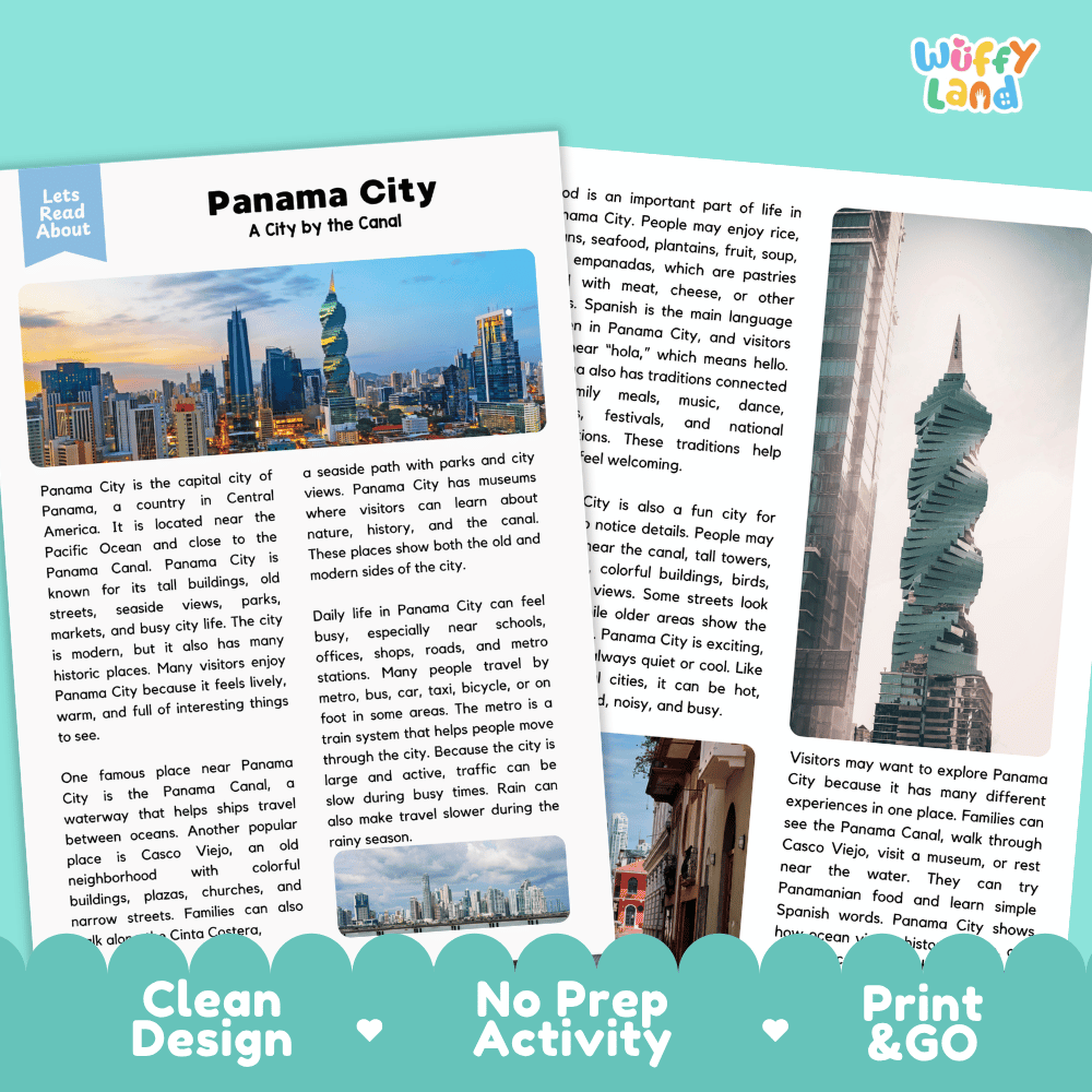 Reference sheet and answer key for San Jose landmark reading passage displaying completed comprehension answers and Central American geography facts