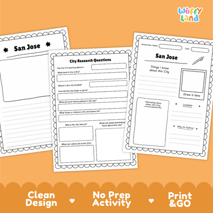 San Jose City Research Page Worksheets and Fact Sheet