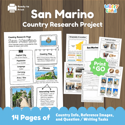 San Marino Country Research Project | Geography Worksheets and Writing Tasks