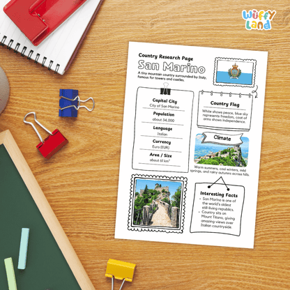 San Marino Country Research Project | Geography Worksheets and Writing Tasks