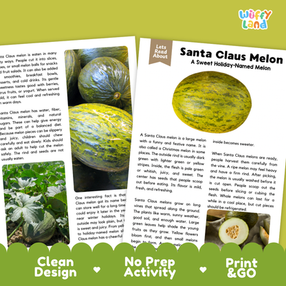 Teacher answer key page showing complete question solutions for Santa Claus Melon nature and science reading comprehension practice