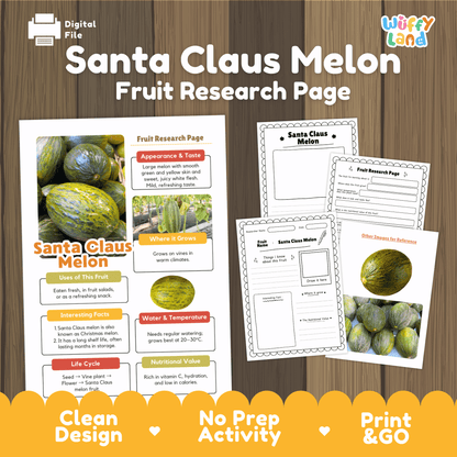Santa Claus Melon Research Activity Worksheet Science Christmas Healthy Eating