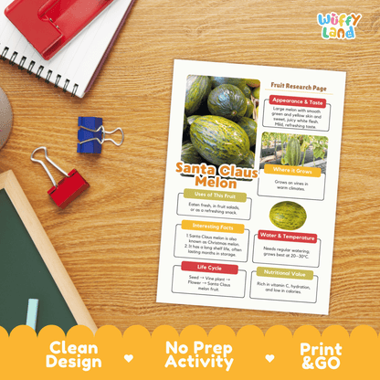 Santa Claus Melon Research Activity Worksheet Science Christmas Healthy Eating