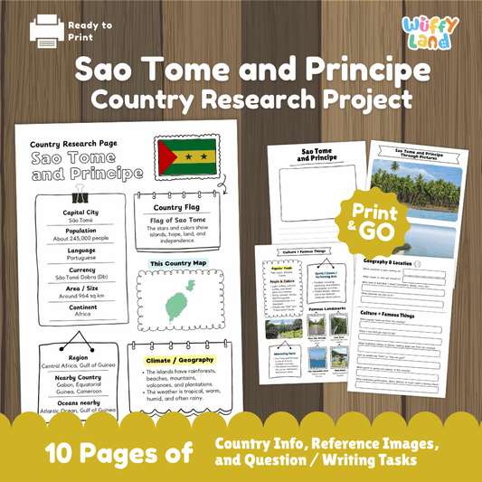 Sao Tome and Principe Country Research Project Worksheets and Activity Pages
