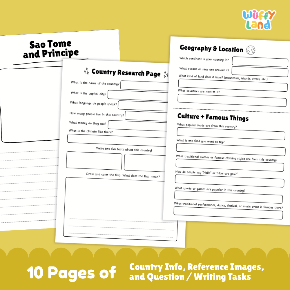 Sao Tome and Principe Country Research Project Worksheets and Activity Pages