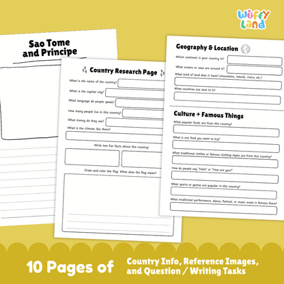 Sao Tome and Principe Country Research Project Worksheets and Activity Pages