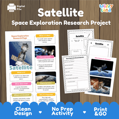 Satellite Space Exploration Research Project Pages and Worksheets
