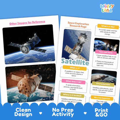 Satellite Space Exploration Research Project Pages and Worksheets