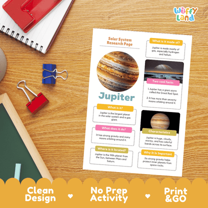 Saturn Solar System Research Project Worksheets and Fact Sheet