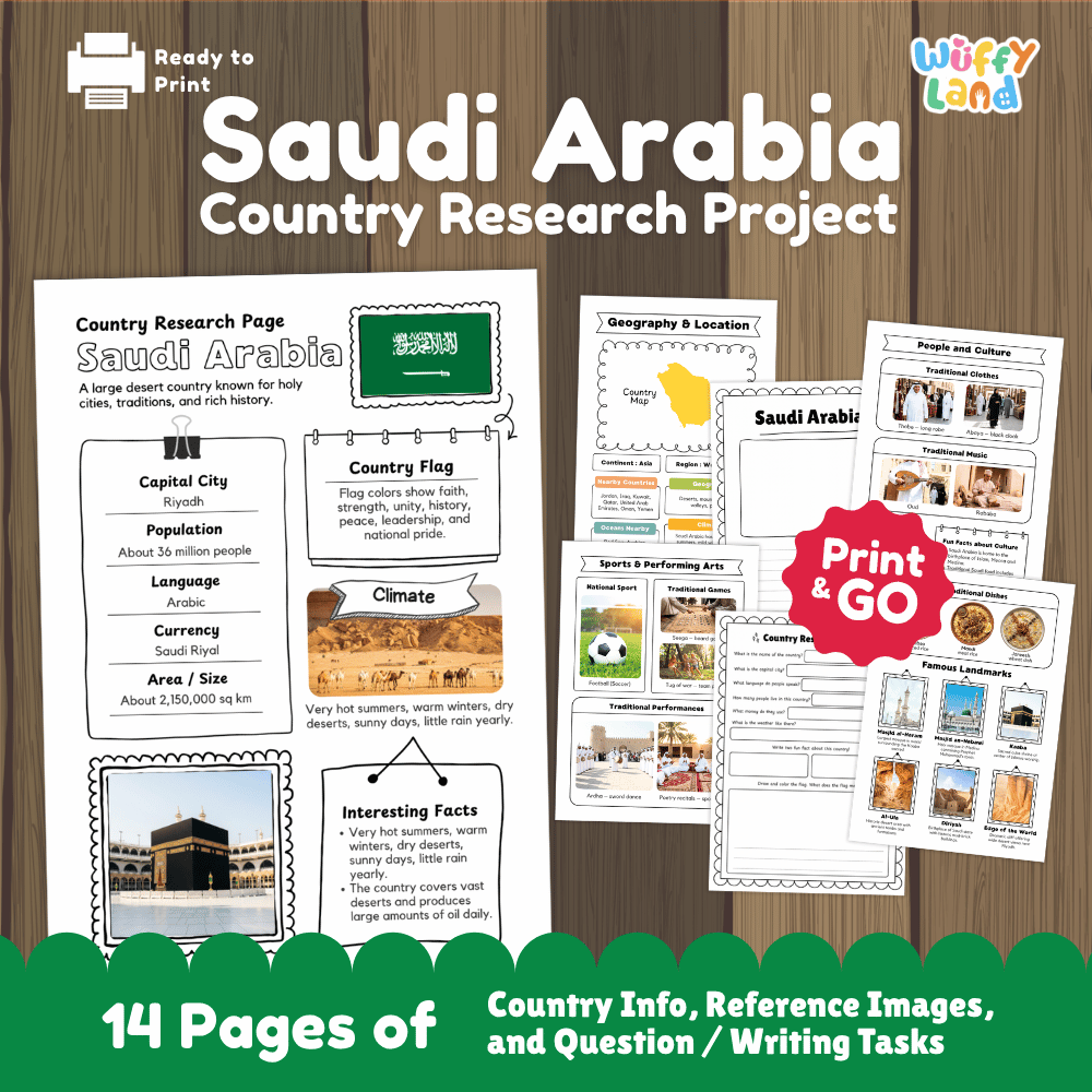 Saudi Arabia Country Research Project Worksheets