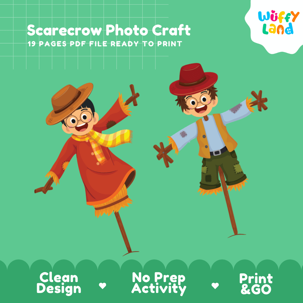 Scarecrow Photo Craft Cut and Paste Activity Worksheets