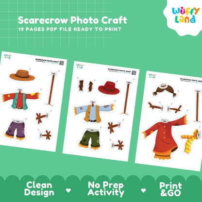 Scarecrow Photo Craft Cut and Paste Activity Worksheets
