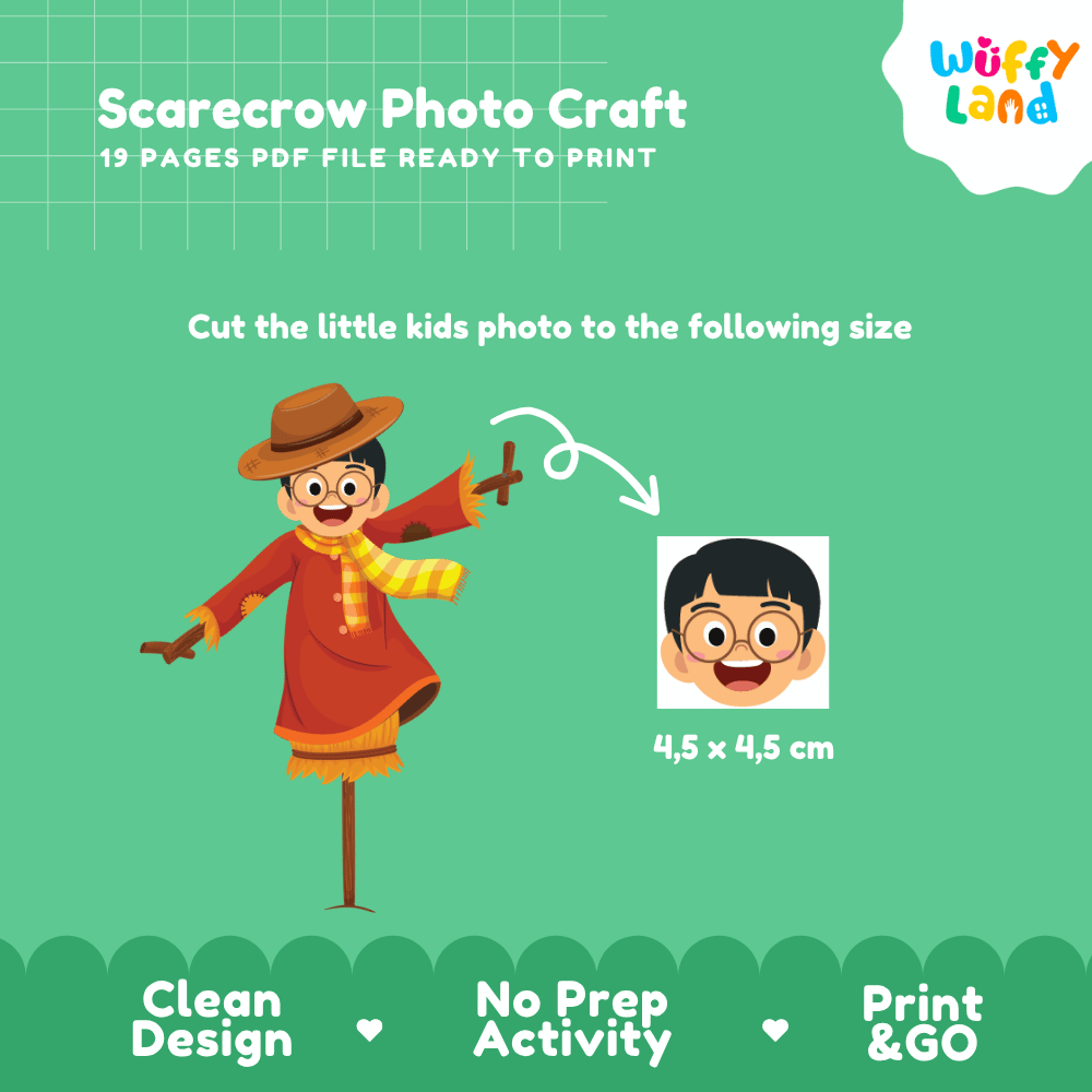 Scarecrow Photo Craft Cut and Paste Activity Worksheets