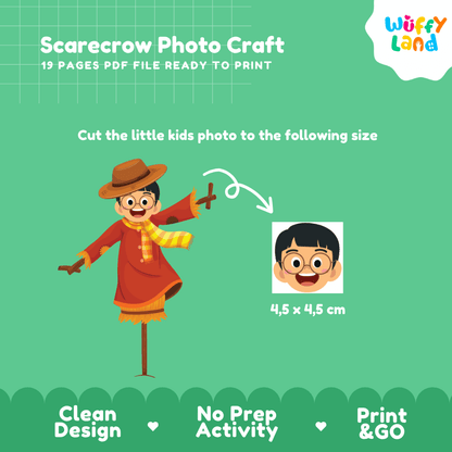 Scarecrow Photo Craft Cut and Paste Activity Worksheets