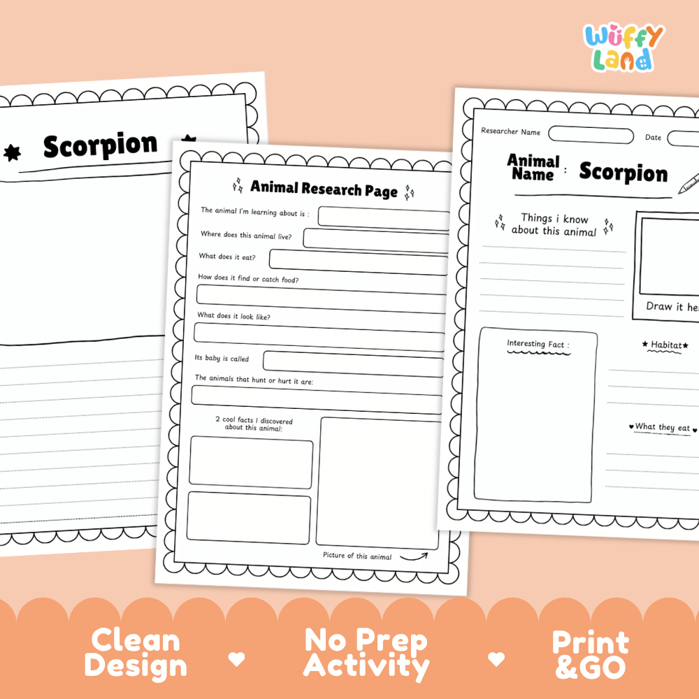 Scorpion Animal Research Page Worksheets and Fact Sheet Activity