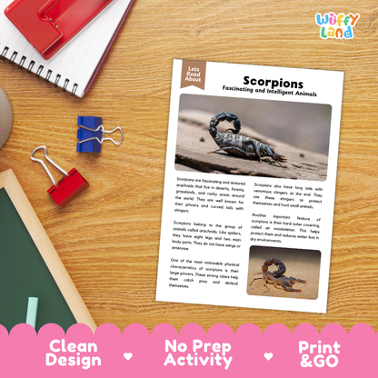 Scorpions Reading Passage and Comprehension Questions Worksheets with Answer Key