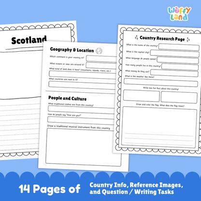 Scotland Country Research Project | Geography Worksheets and Writing Tasks