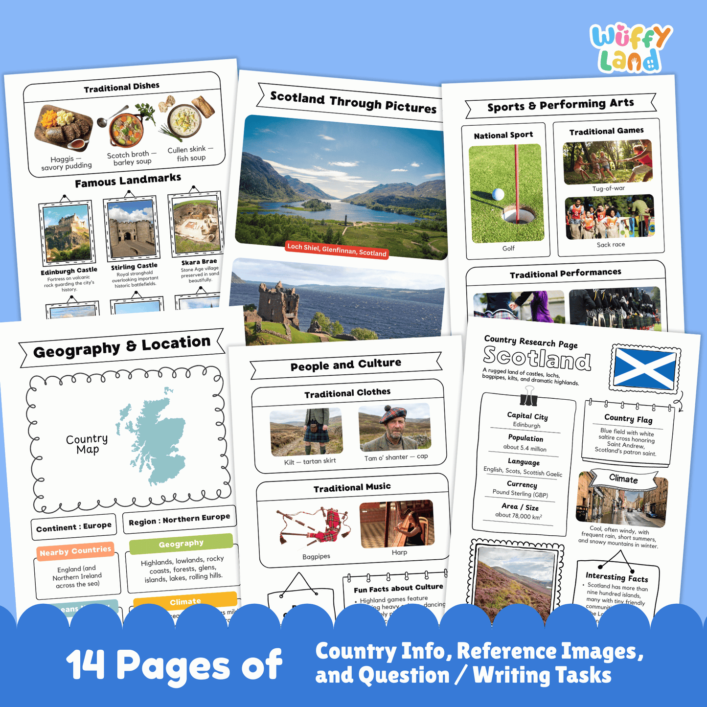 Scotland Country Study | Europe Geography Research Project & Worksheets