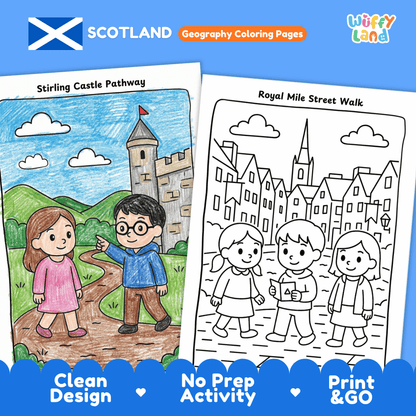 Scotland Geography Coloring Pages Worksheets