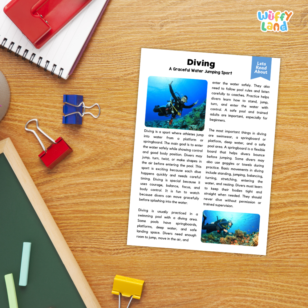 Scuba Diving Sport Research Project and Informational Worksheets