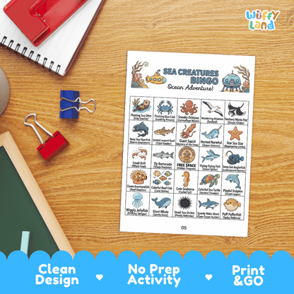 Sea Creatures Bingo Games Printable Ocean Adventure Activities