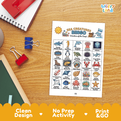 Sea Creatures Bingo Games Printable Ocean Animals Activities