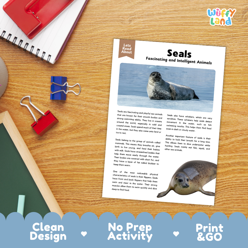 Seals Reading Passage and Comprehension Questions Worksheets with Answer Key