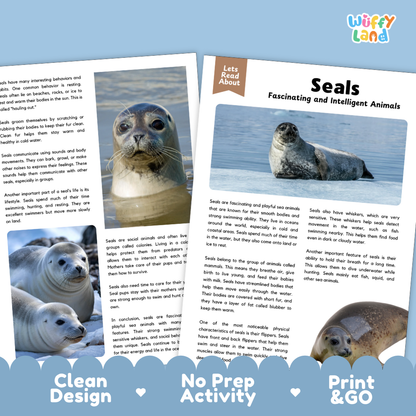 Seals Reading Passage and Comprehension Questions Worksheets with Answer Key