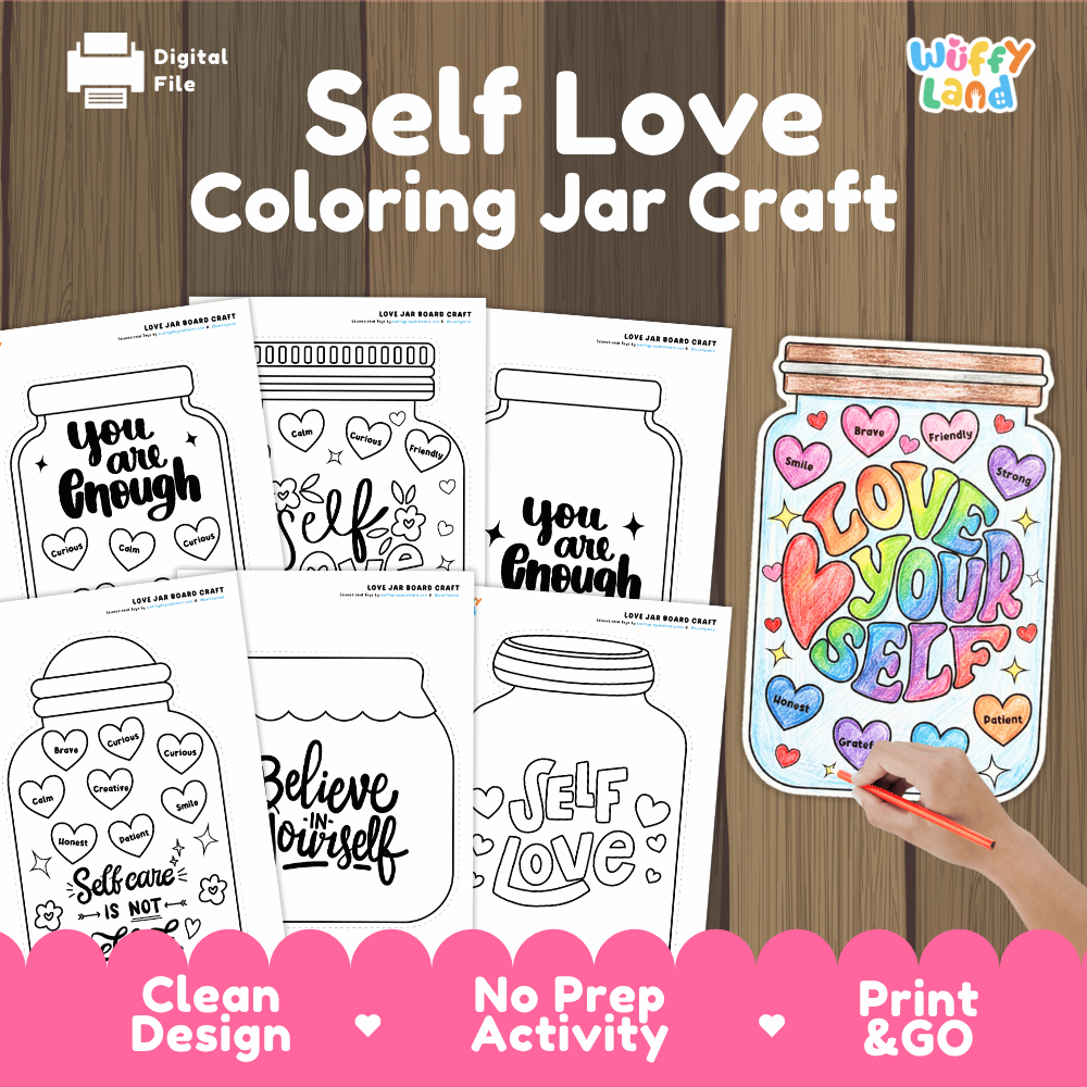 Self Love Coloring Jar Craft - Social Emotional Learning No Prep Activity