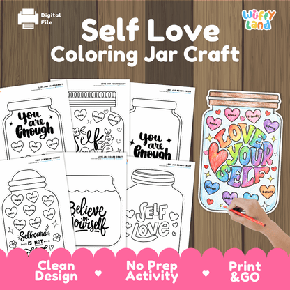 Self Love Coloring Jar Craft - Social Emotional Learning No Prep Activity