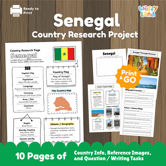 Senegal Country Research Project Printable Worksheets and Activities