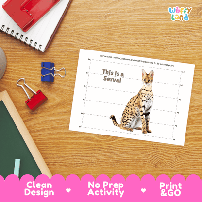 Serval Cut and Match Activity Worksheets | Safari Animal Puzzle Printables
